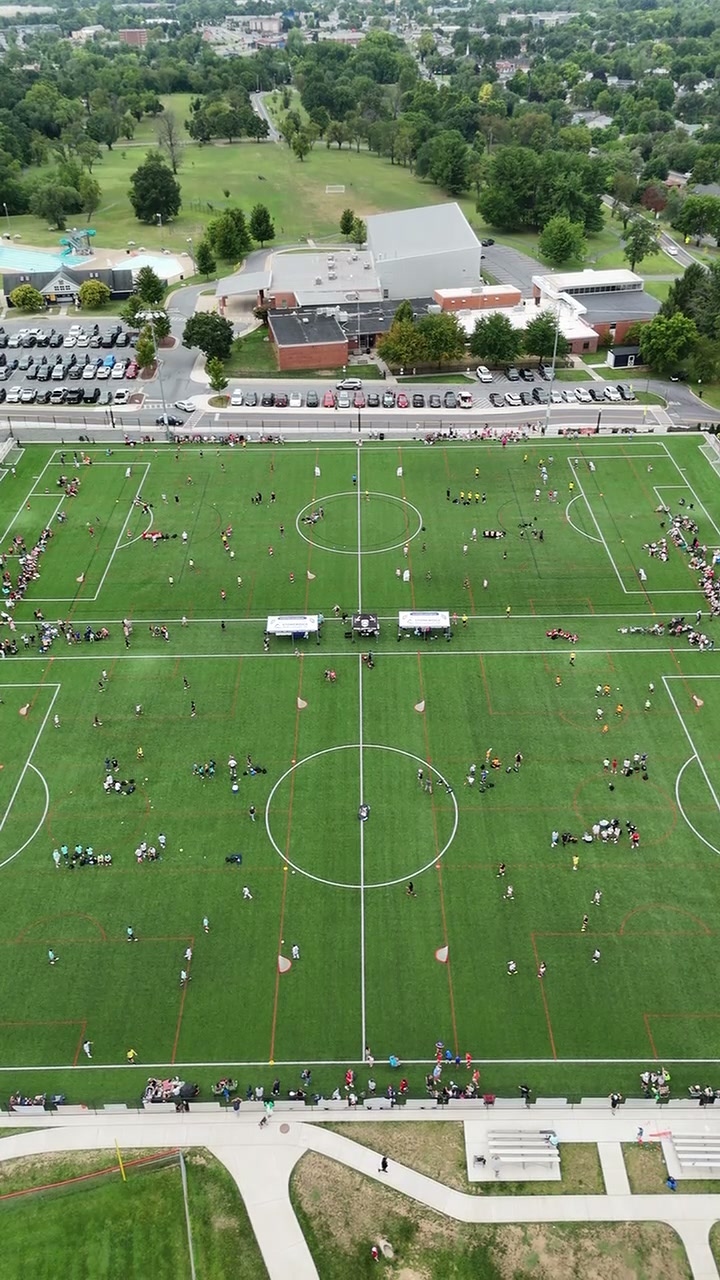 Aerial view of the full field complex during the BRYSA 4x4 tournament at Jim Barnett Park
