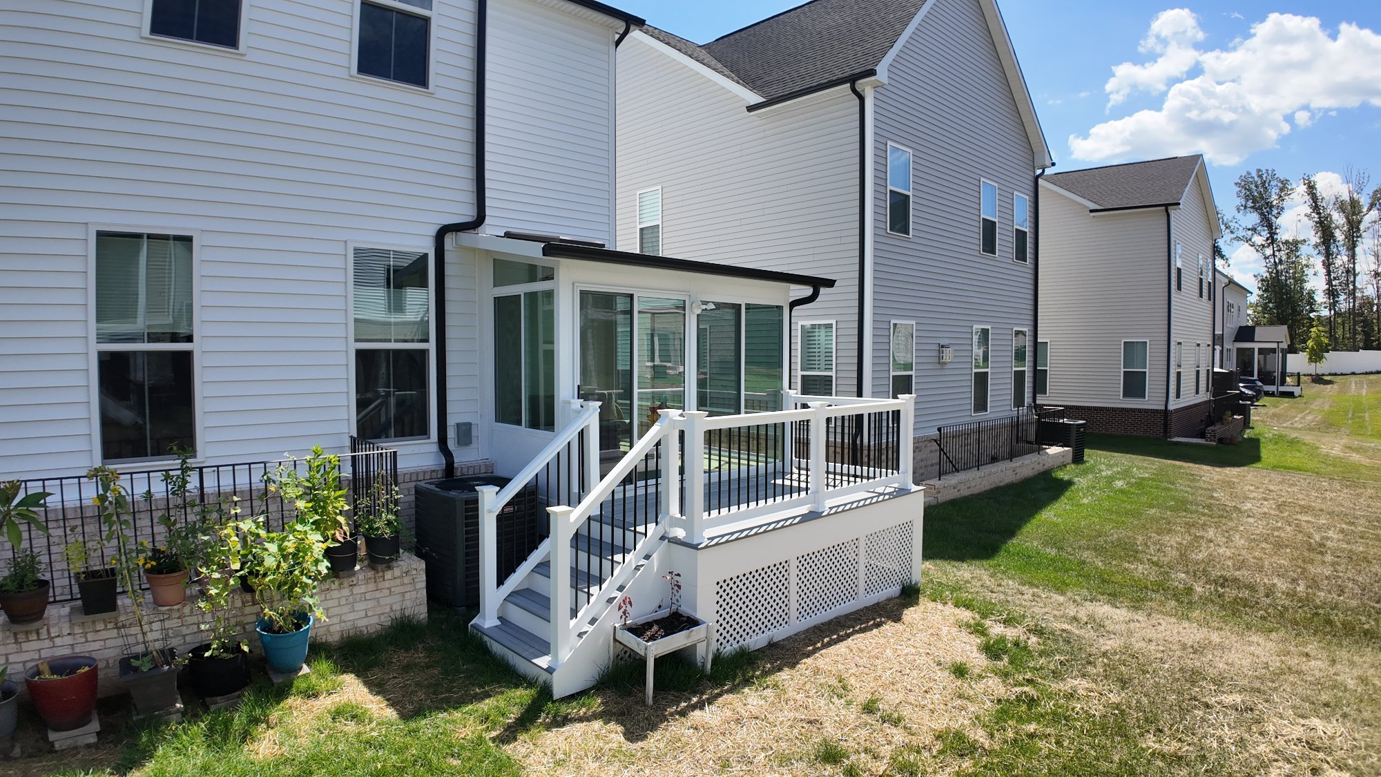 Paver patio with steps and mountain view
