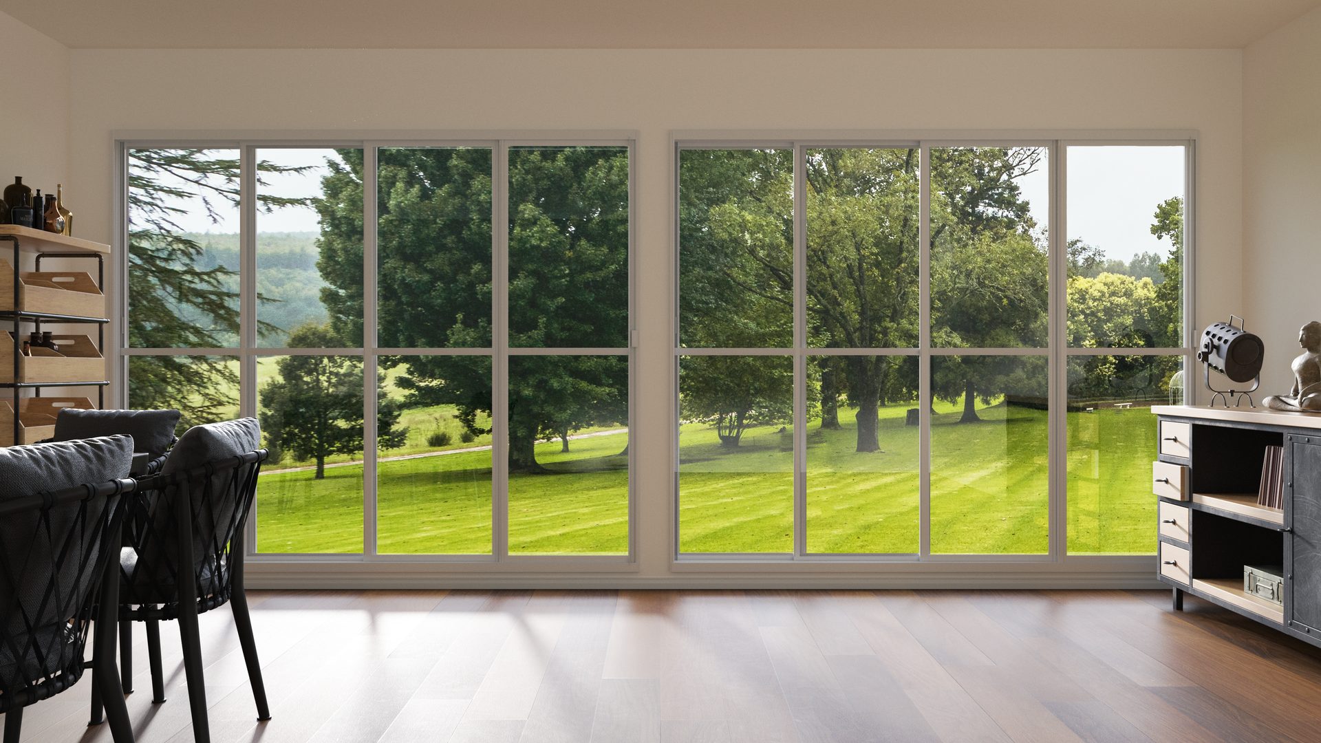 Crystal View porch enclosure panels open onto the backyard