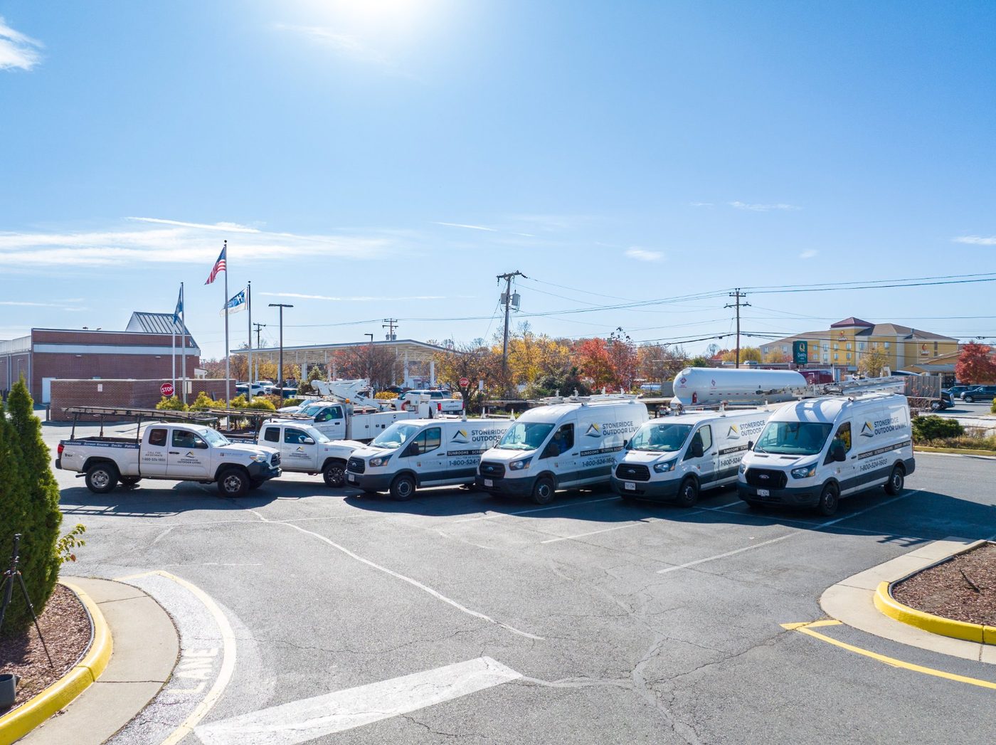 Stoneridge Outdoor Living full fleet of branded work vehicles