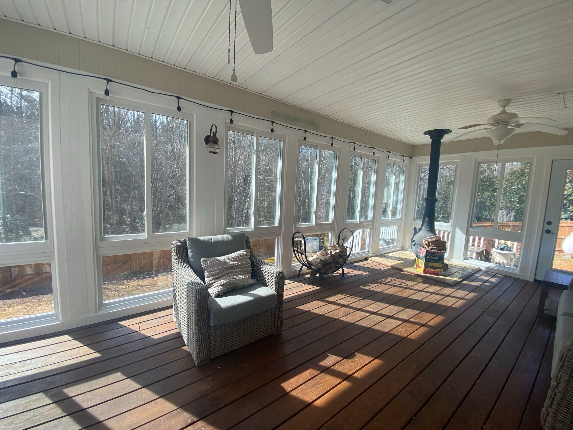 Porch enclosure with interior lighting by Stoneridge near Richmond, Virginia