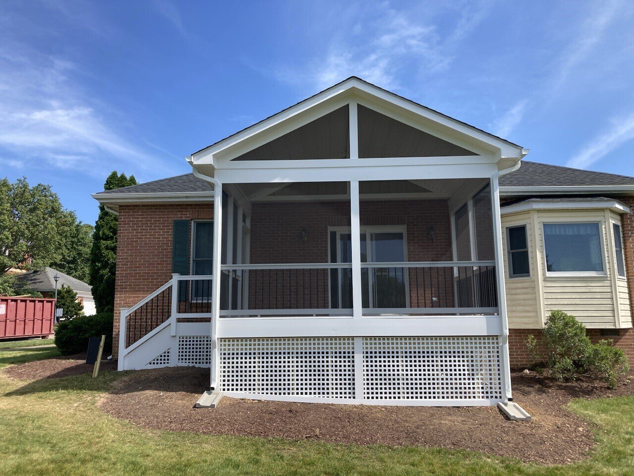 Gable screen room on brick home near Fredericksburg Virginia