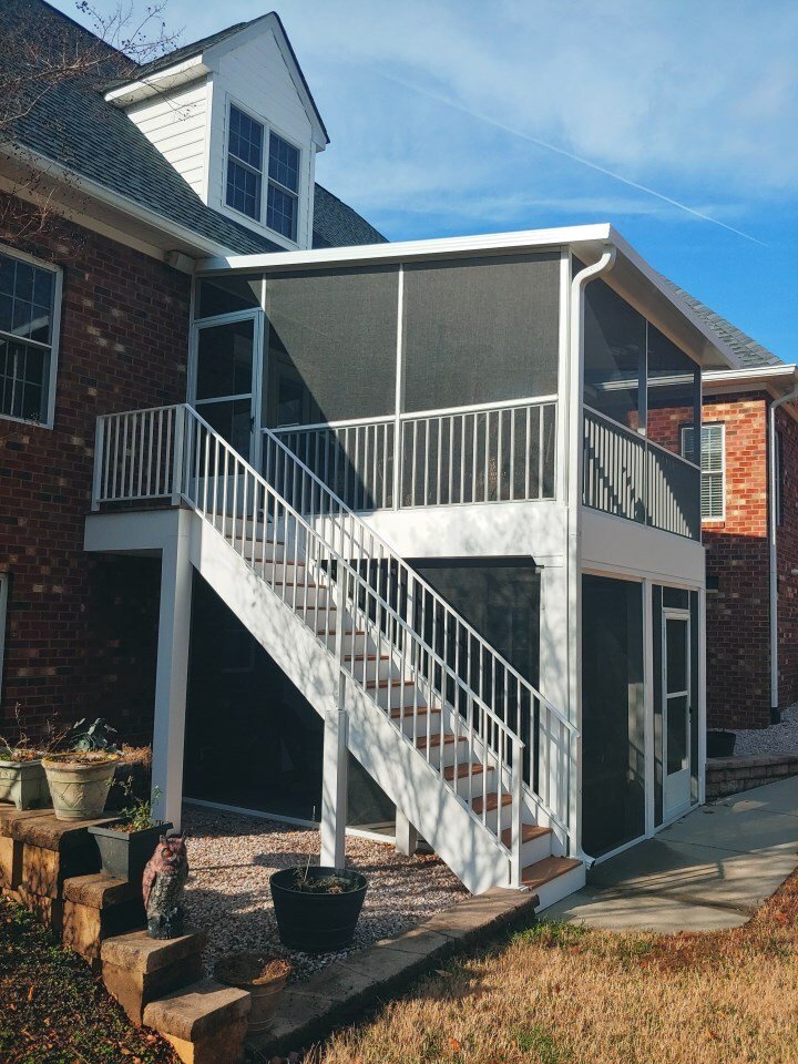 Two story screen room alternate angle built by Stoneridge Decks in Virginia