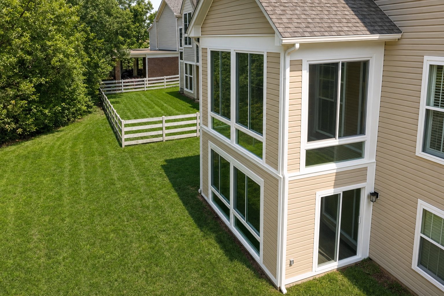 Two story sunroom addition built by Stoneridge Decks in Glen Allen, Virginia