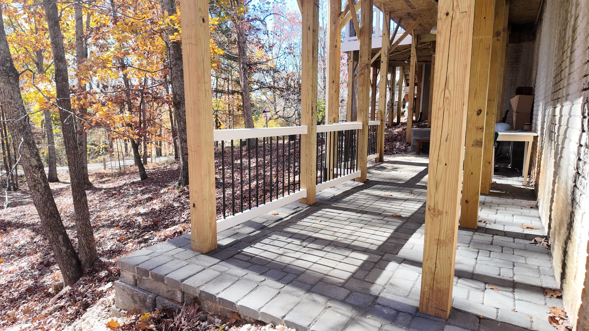 Under-deck paver walkway