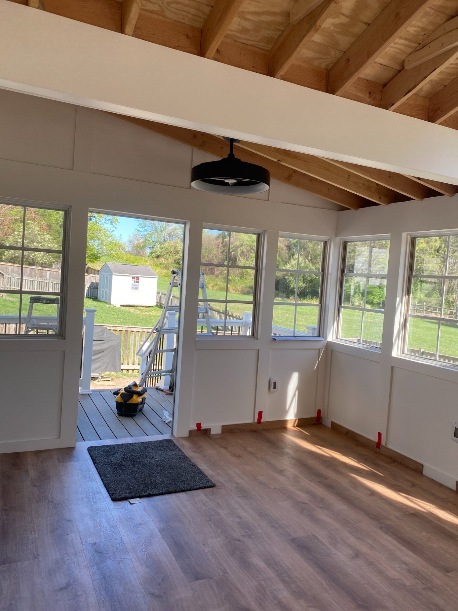 Vaulted porch enclosure wider angle built by Stoneridge Decks in Virginia